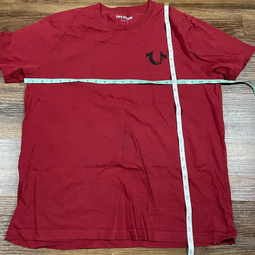 True Religion Mens 2XL Branded Graphic Tee Red Dahlia Logo Cotton Short Sleeve